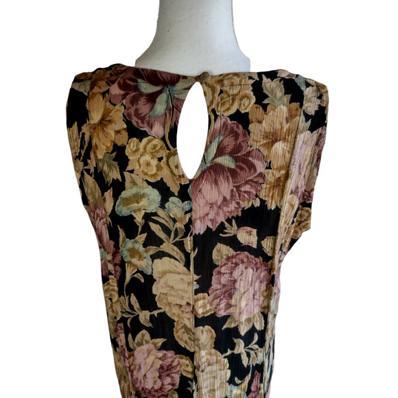 Vintage Starina Sleeveless Boho 90s Floral Maxi Dress 100% Rayon Size Medium - Picture 2 of 9